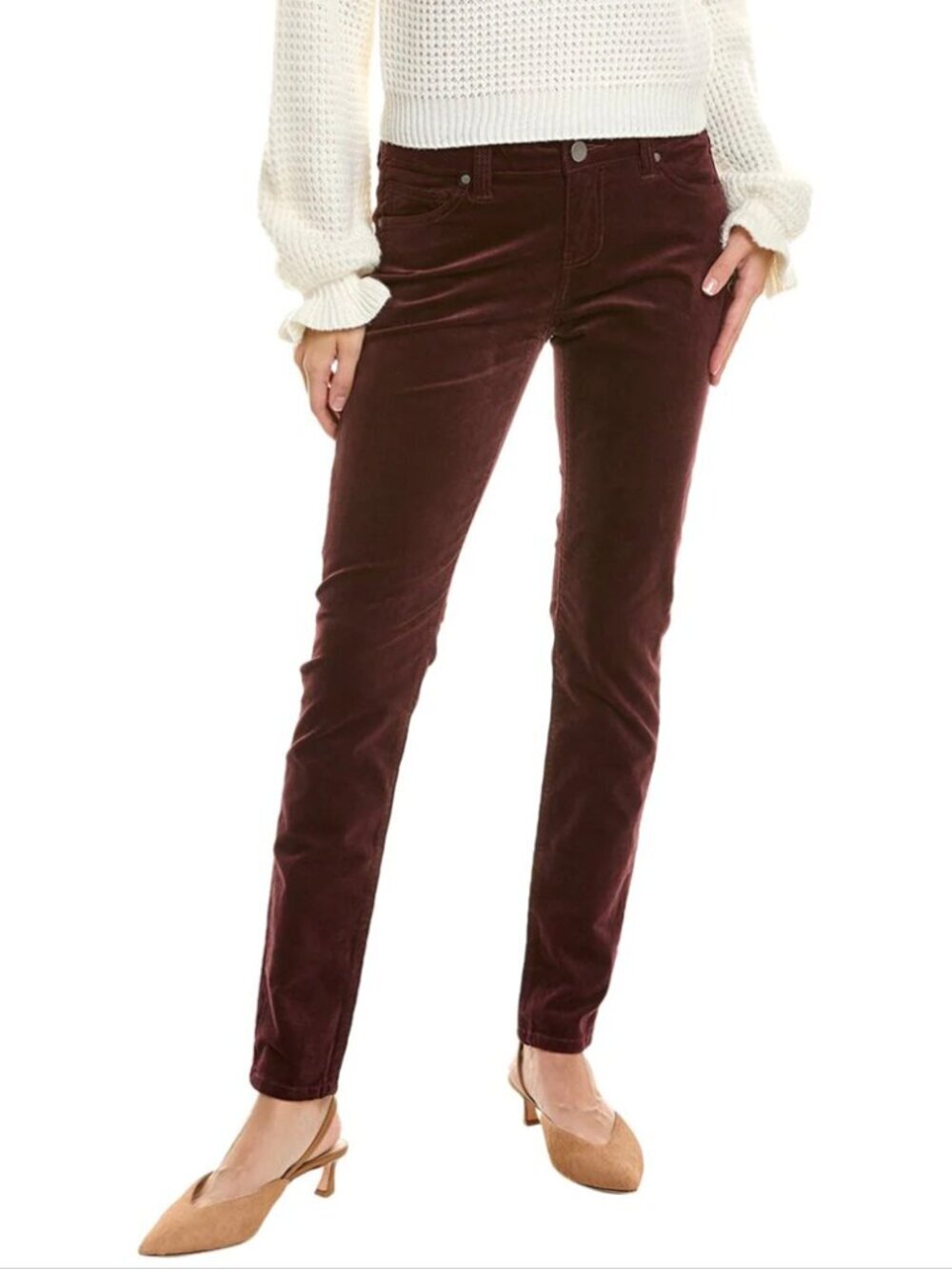 Cabi skinny corduroy pants burgundy wine stretch cotton slim velvet women new 18